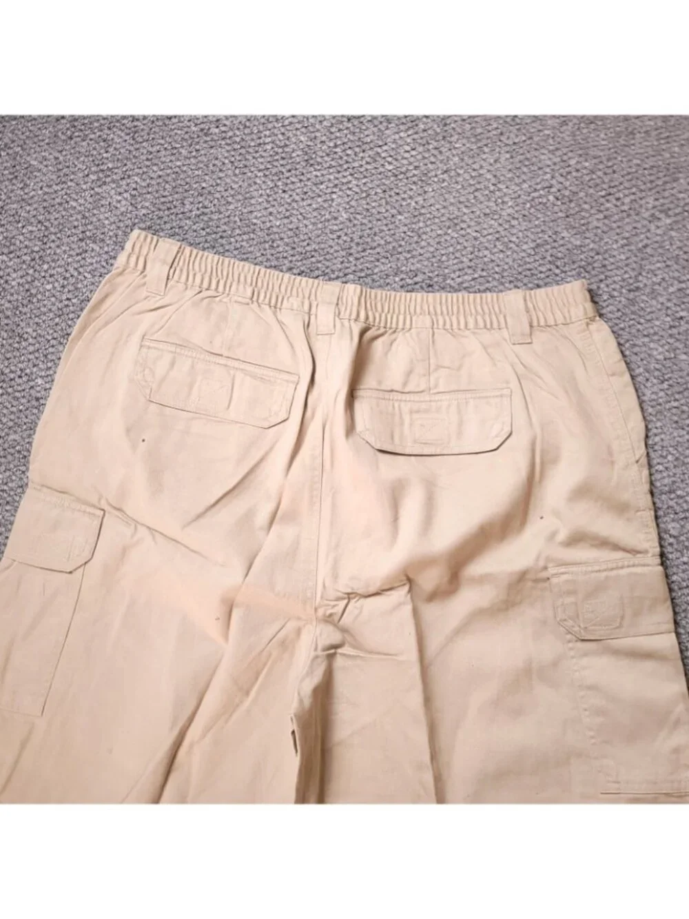 KingSize Cargo Shorts Mens 46 Big Tall Khaki Elastic LL Chino y2K Beige